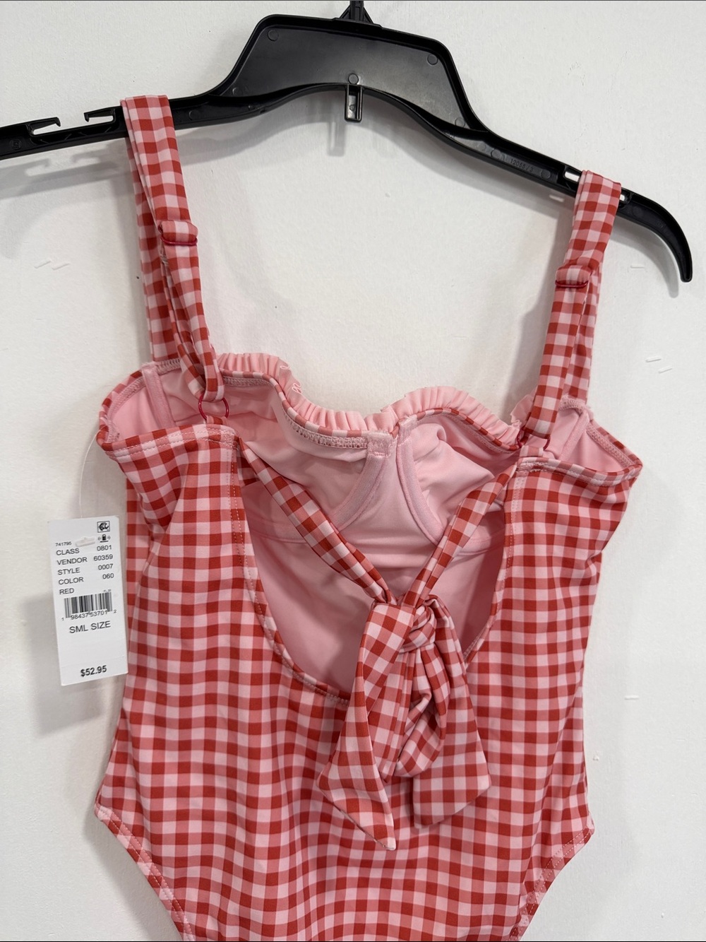 Pacsun Red Gingham Elise Ruffle One Piece Swimsuit Size: SMALL - Picture 5 of 13